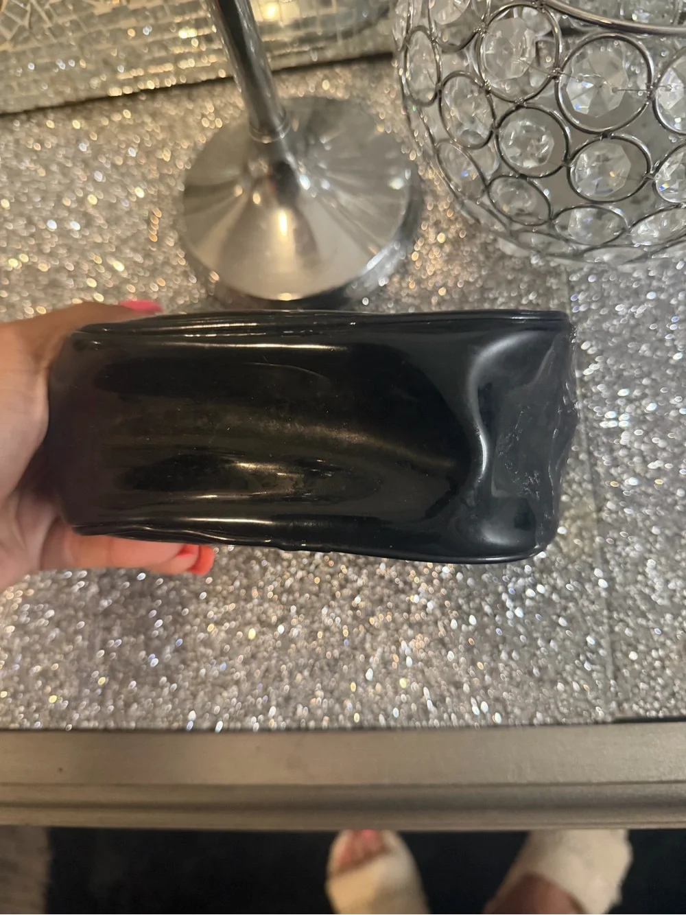 ⭐️Tory Burch Black Patent Jelly Cosmetic Pouch with Embossed Logo